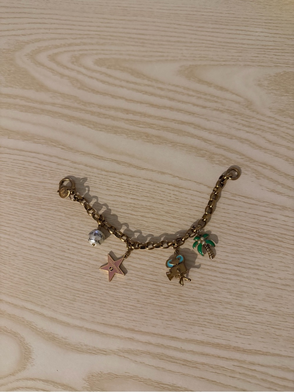 Rare Juicy Couture Gold-Tone Charm Bracelet - Hollywood Theme